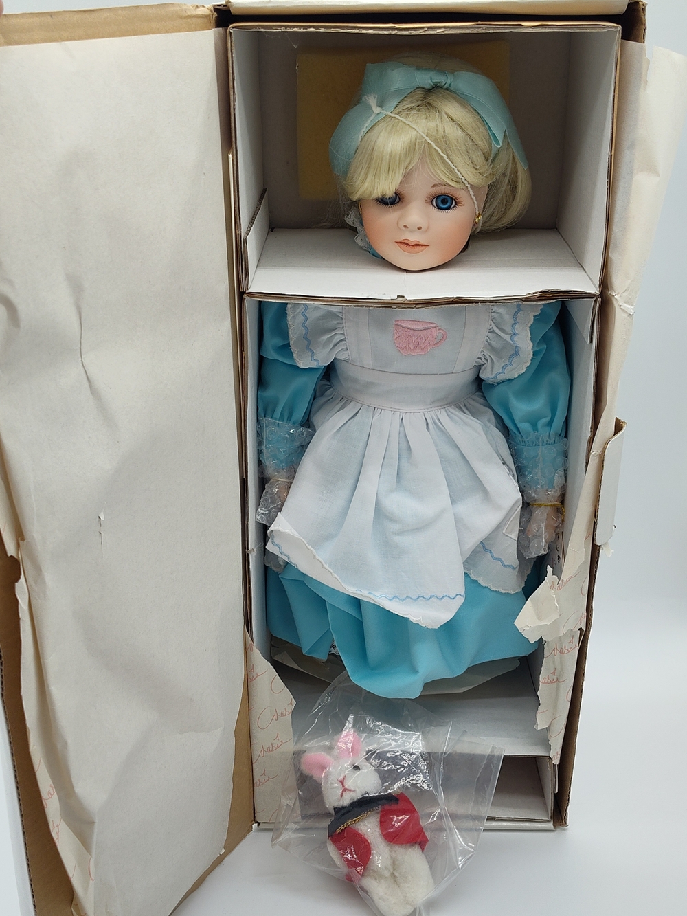 Marie Osmond Alice in Wonderland Porcelain Doll 1179/5000 COA Box Rabbit Vintage - Picture 3 of 16